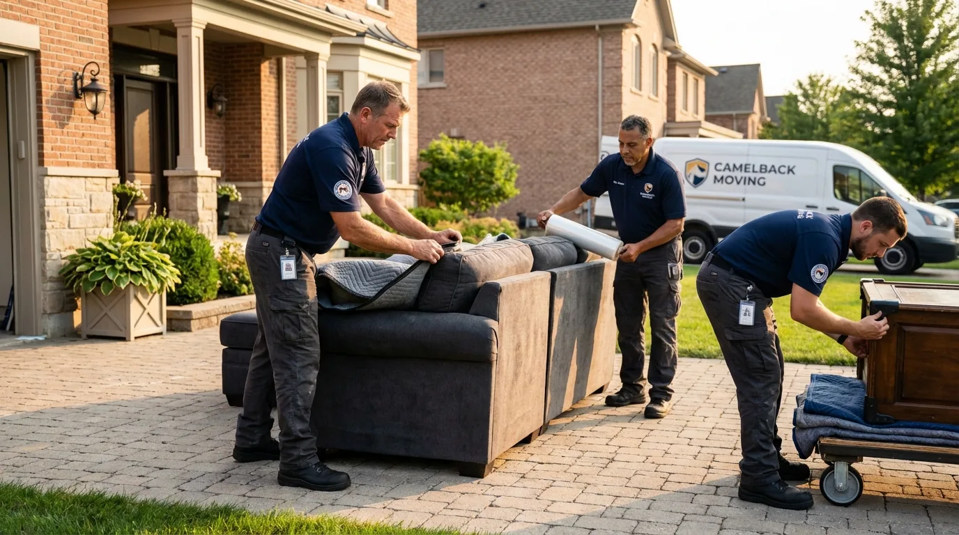 Large estate moving crew wrapping furniture in Oxnard, CA