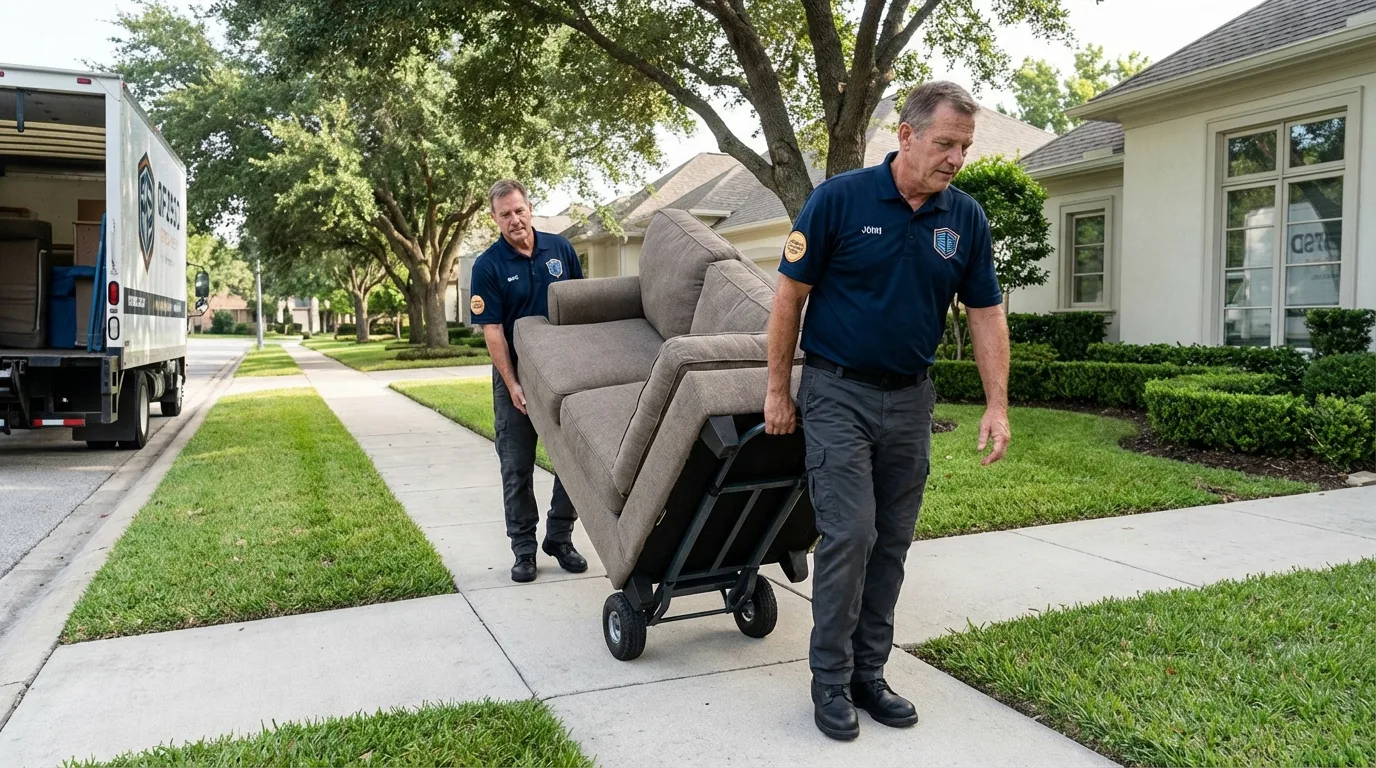 Local residential moving crew loading furniture in Oxnard, CA